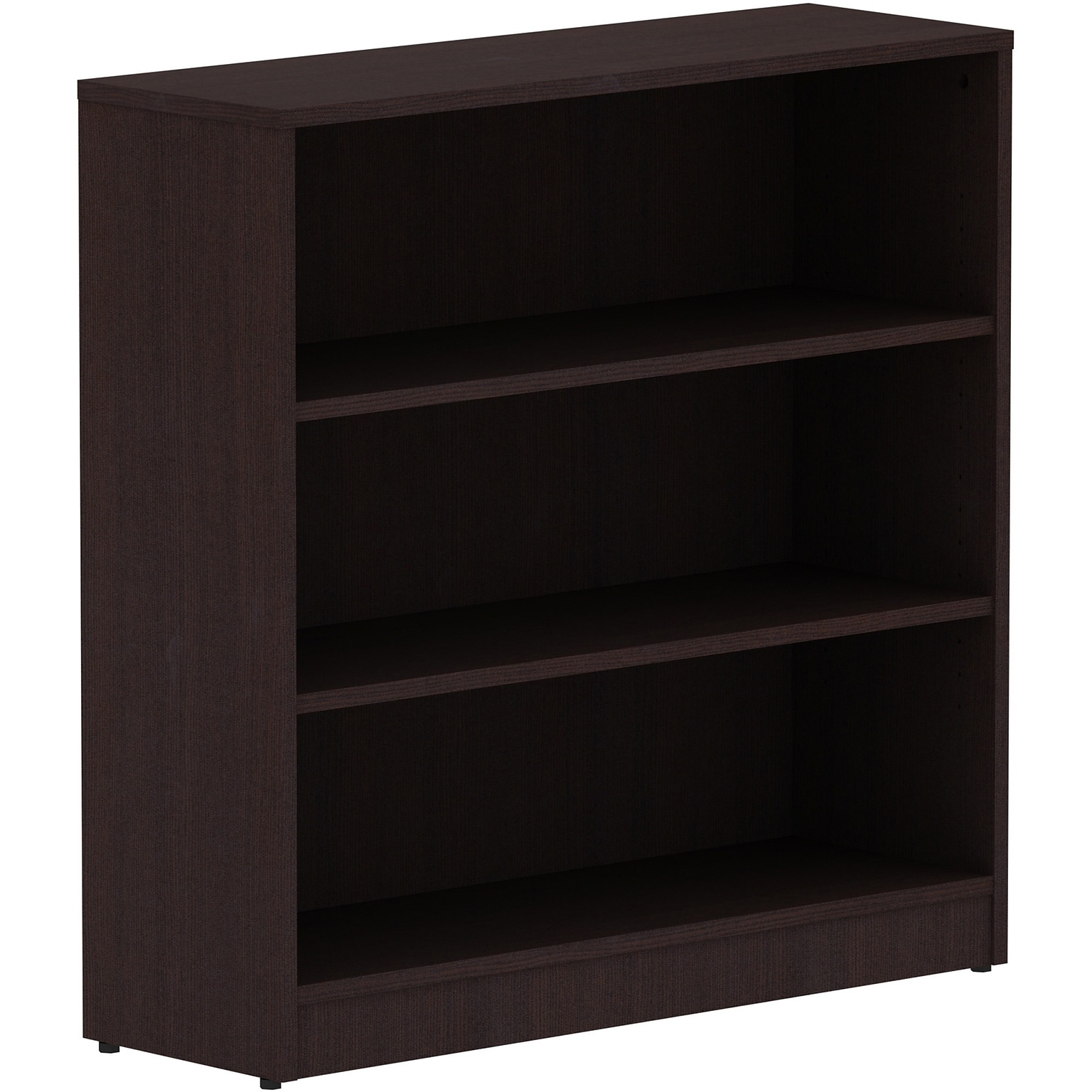 Lorell Essentials 36 3-Shelf Bookcase with Adjustable-Shelves, Espresso Laminate (LLR18276)