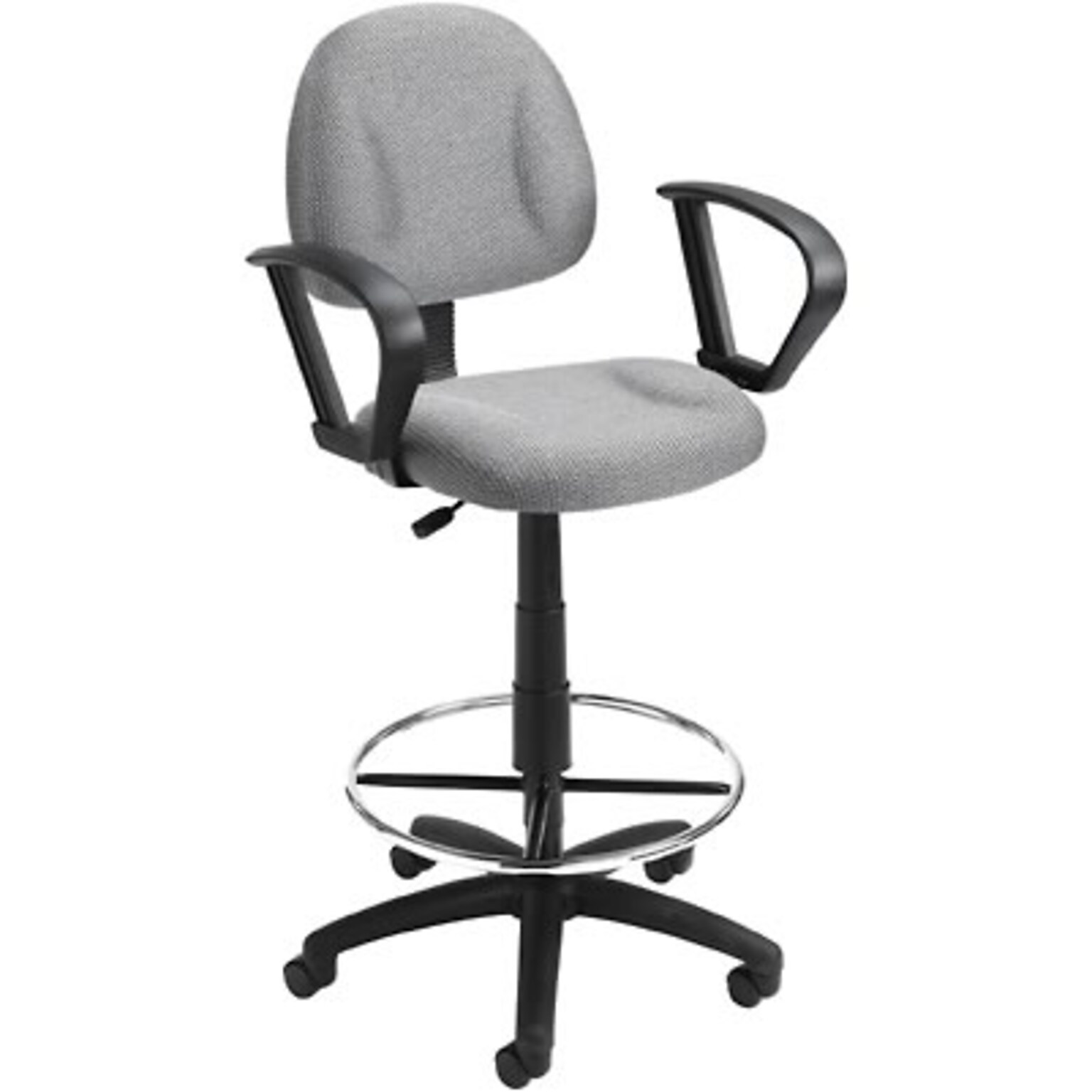 Boss Deluxe Posture Fabric Drafting Stool with Swivel Base, Gray (B1617-GY)