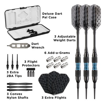 Viper Bobcat Adjustable Soft Tip Darts Blue Rings, 16-18 Grams (20-0916-16)
