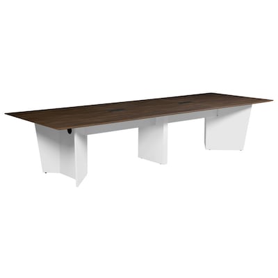 Regency Array 144W x 48D Conference Table with Grommet, Neo Walnut/White (ACT14448NWWH)