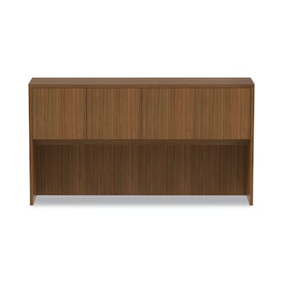 Alera Valencia Series Hutch with Doors, 4 Compartments, 64.75" x 15" x 35.38", Modern Walnut (ALEVA286615WA)