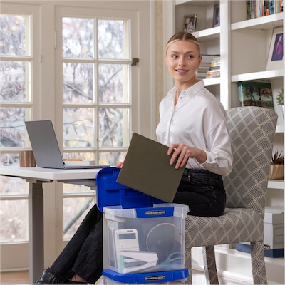 Bankers Box Locking File Portable Tote, Letter Size, Blue/Clear (0086301)