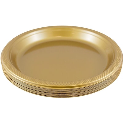 JAM Paper 7 Plastic Plates, Gold, 80/Pack (255325367g)