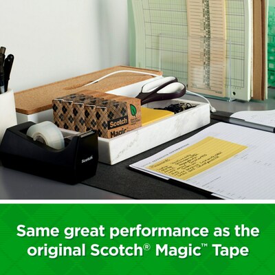 Scotch Magic Greener Invisible Clear Tape With Dispenser, 0.75 x 25 yds., 1 Core, 6 Rolls/Pack (81