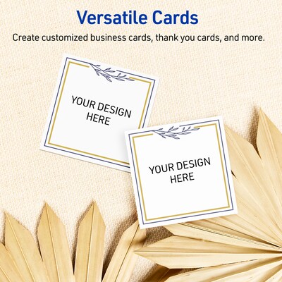 Avery Gold & Navy Border with Florals Matte Blank Card, White, 120/Pack (S00-DNN)