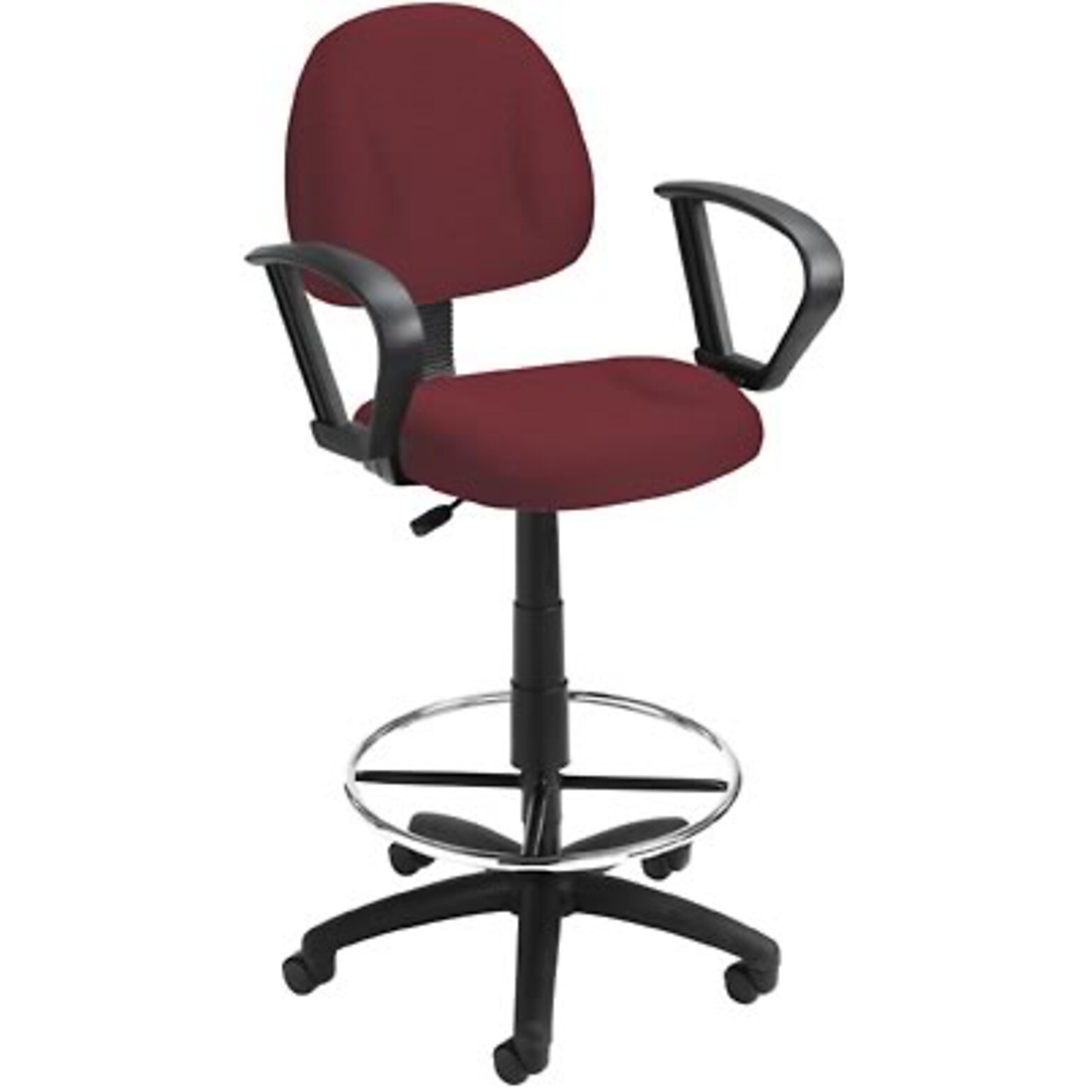 Boss Deluxe Posture Fabric Drafting Stool with Swivel Base, Burgundy (B1617-BY)