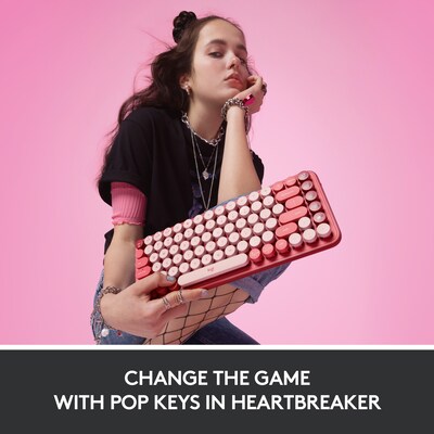 Logitech POP Keys Wireless Bluetooth Mechanical Keyboard, Heartbreaker (920-010709)