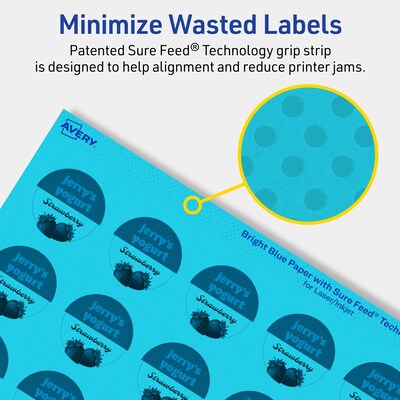 Avery Laser/Inkjet Multipurpose Circle Labels, 1.25" Dia., Bright Blue, 2400/Box (94505)