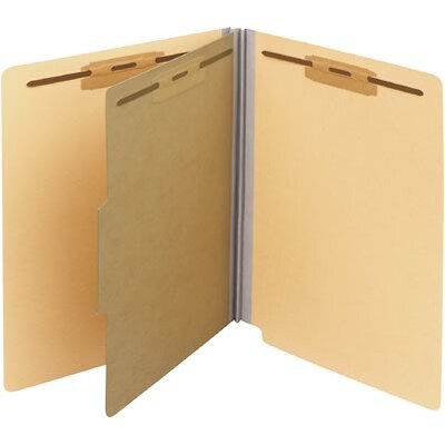 Medical Arts Press® 2 Fastener End-Tab Colored Classification Folders w/1-Divider; 15/Bx, Manila