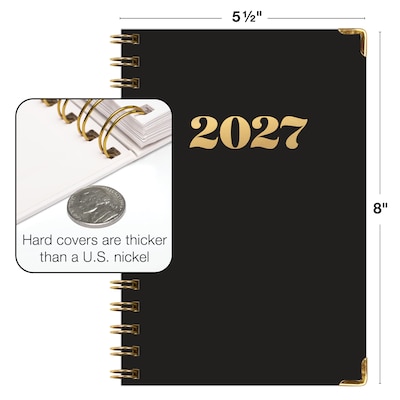 2027 Excello Brands 6" x 8" Weekly & Monthly Standard Planner, Paperboard Cover, Black/Gold (FSHN-CY27-58-12)