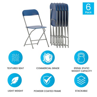 Flash Furniture Plastic Folding Chair, Blue, Set of 6 (6LEL3BLUE)