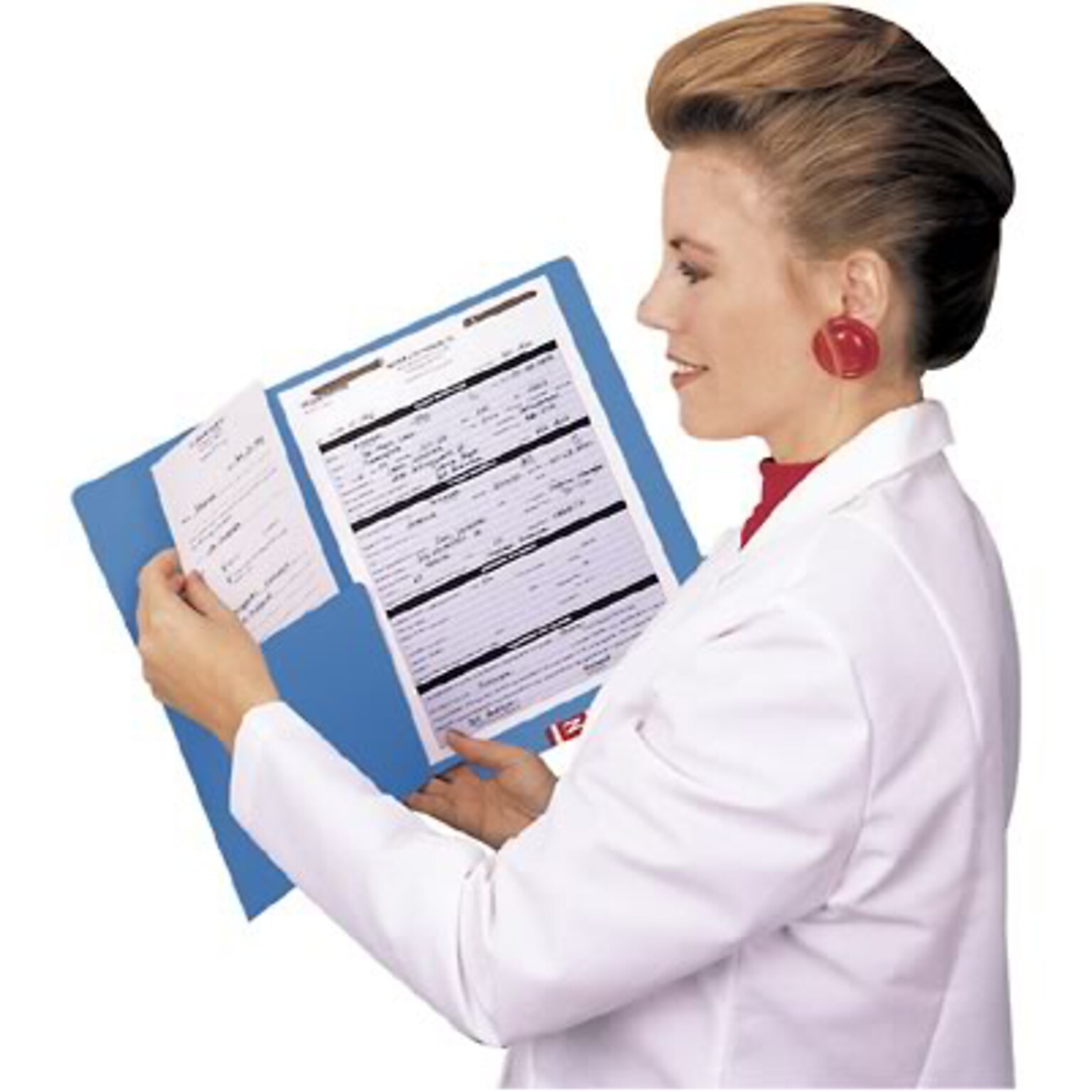 Medical Arts Press® Colored End-Tab Fastener Folders; Half Pocket with Fasteners, 11 Pt., Blue