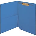 Medical Arts Press® Colored End-Tab Fastener Folders; Half Pocket with Fasteners, 11 Pt., Blue