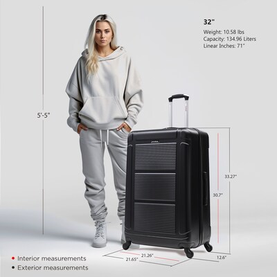 InUSA Pilot 33.27" Hardside Suitcase, 4-Wheeled Spinner, TSA Checkpoint Friendly, Coal (IUPIL00XL-COA)