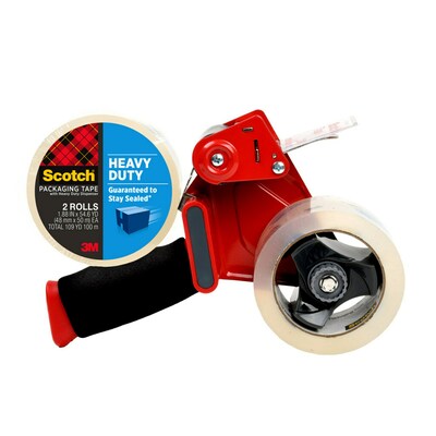 Scotch Heavy Duty Shipping Packaging Tape with Heavy Duty Dispenser, 1.88 x 54.6 yds., Clear, 2-Pac