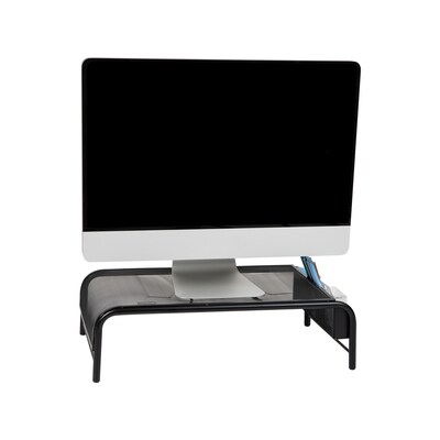 Mind Reader Ventilated Monitor Stand and Laptop Riser with Side Storage, Black (MESHM-BLK)