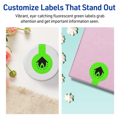Avery Laser/Inkjet Multipurpose Decorative Edge Labels, 1.5" x 4", Neon Green, 640/Box (94116)