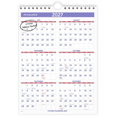 2026-2027 AT-A-GLANCE 8" x 11" Academic Monthly Wall Calendar, Purple/Red (AY1-28-27)