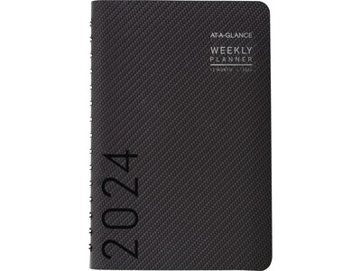 2024 AT-A-GLANCE Contemporary 5 x 8 Weekly & Monthly Planner, Faux Leather Cover, Charcoal (70-100
