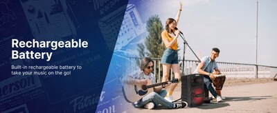 Emerson EDS-1200 Portable Bluetooth Party Speaker with Wireless Microphone, Black (EDS-1200)