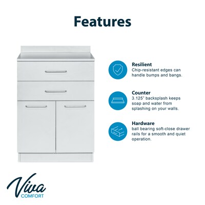 Viva Comfort 36"H x 24"W Exam Room Medical Cabine, 2-Drawers, Gray (ADIME902-24-GRY)
