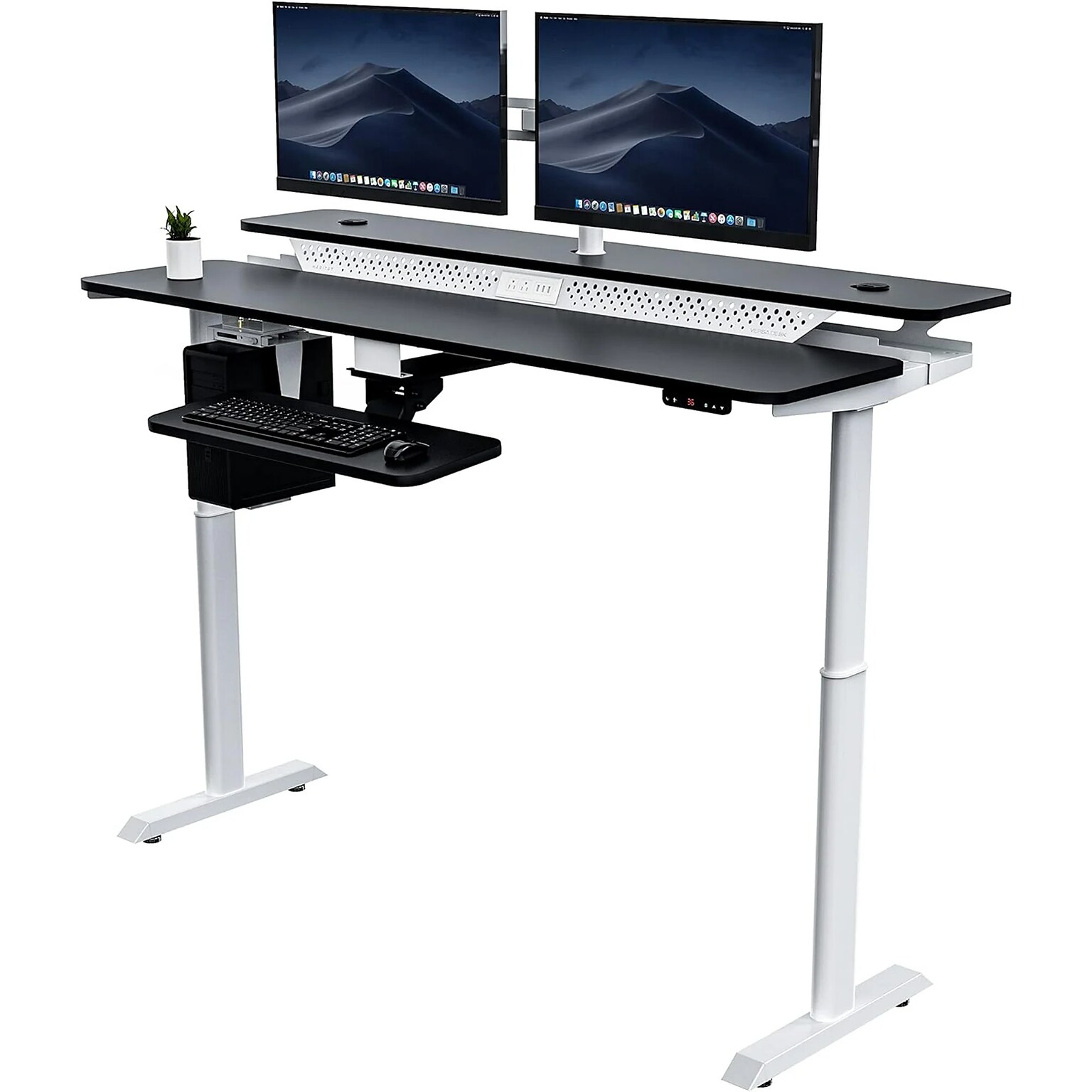 VersaDesk PowerLift Split-Level 72W Electric Rectangular Adjustable Standing Desk, Black/White (PL2SD7230-WB)