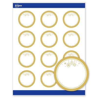 Avery Gold-Metallic Ornaments Matte Blank Card, White, 120/Pack (S00-FH7)