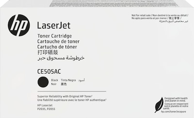 HP 05AC Black Standard Yield Toner Cartridge, Prints Up to 2,300 Pages (CE505AC)