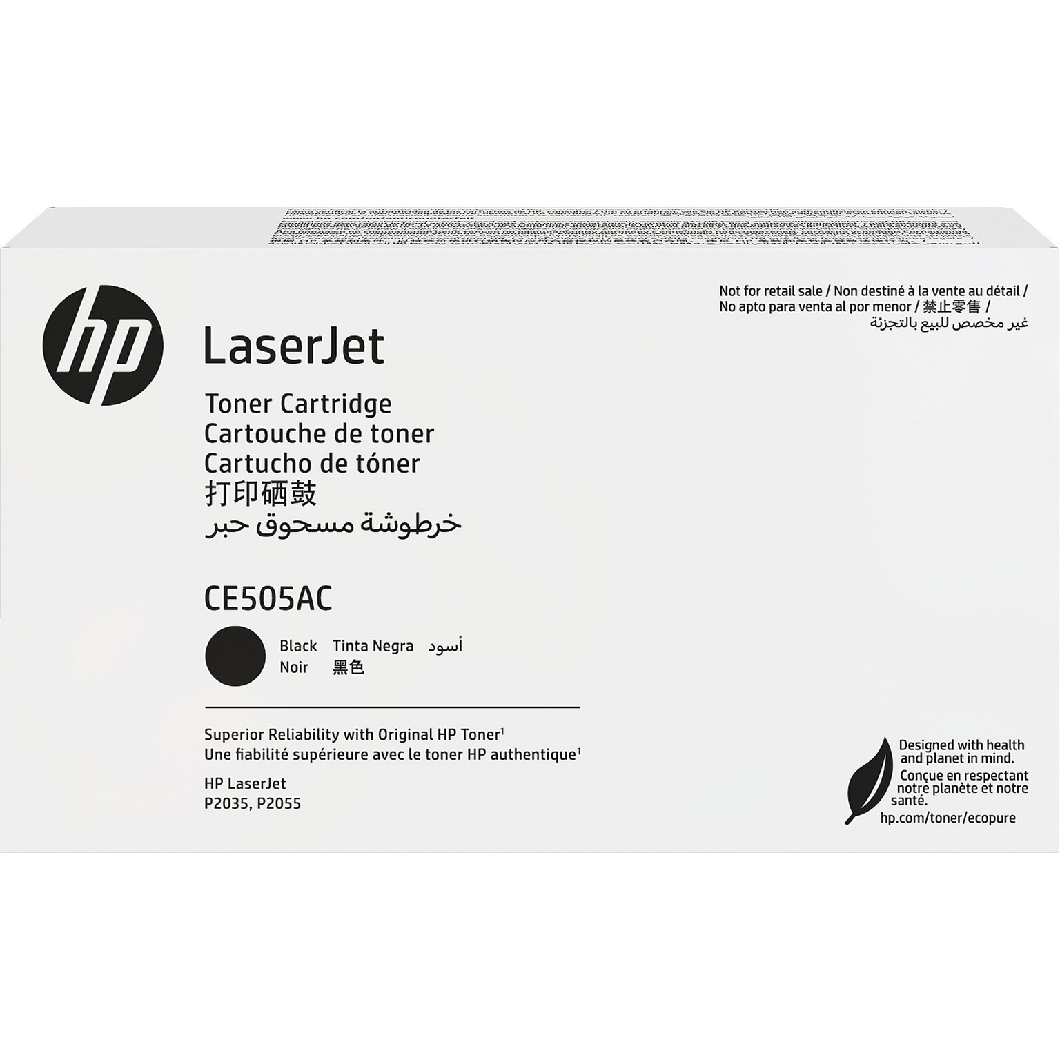 HP 05AC Black Standard Yield Toner Cartridge, Prints Up to 2,300 Pages (CE505AC)