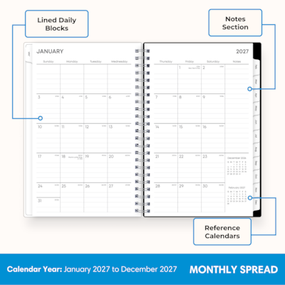2027 Blue Sky 5" x 8" Weekly & Monthly Planner, Black/White (164014)