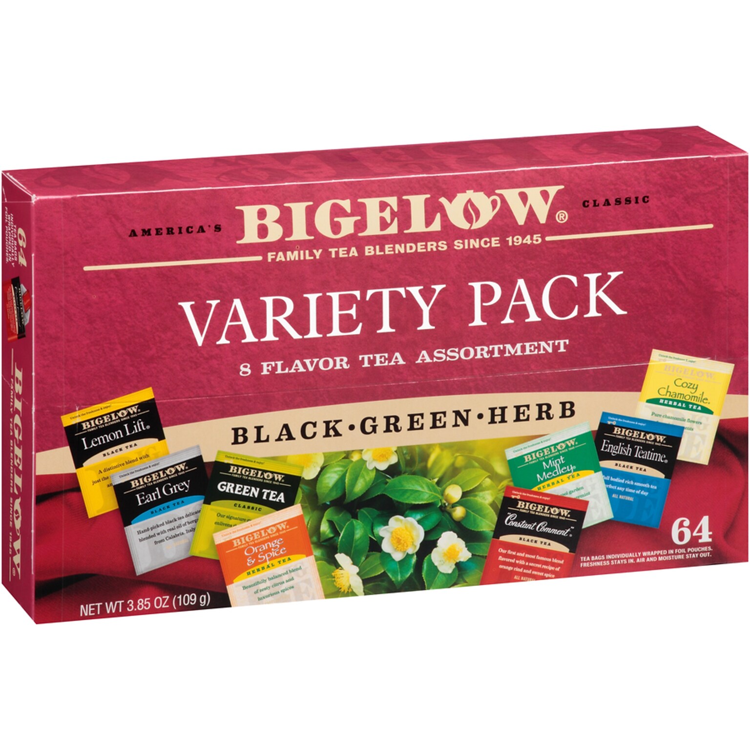 Bigelow Variety Pack Assorted Tea Bags, 64/Box (10568)