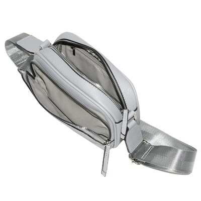 Nicci Cross-Body Bag with Front Zipper Pocket, Light Grey (NH07-LGRY)