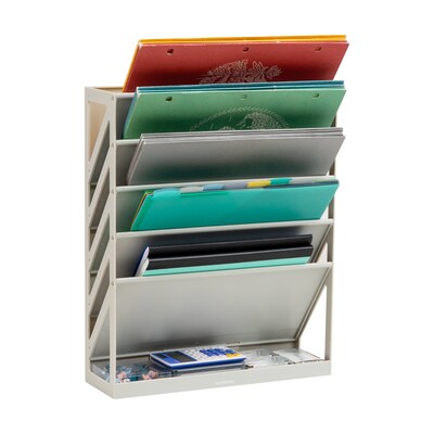 Mind Reader 5-Compartment Mountable Plastic Vertical File Storage, Beige (WALLANCH-BEI)