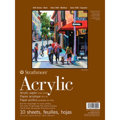 Strathmore 400 Series 9 x 12 Acrylic Pad, 10 Sheets/Pad, 2 Pads/Bundle (STTP430903-2)
