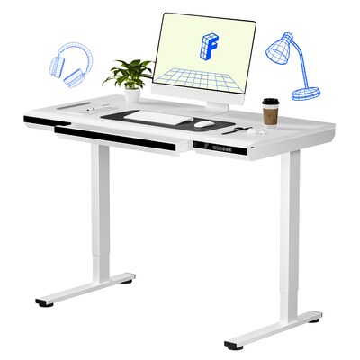 FlexiSpot ED2 48W Electric Adjustable Standing Desk, White (ED2W-E)