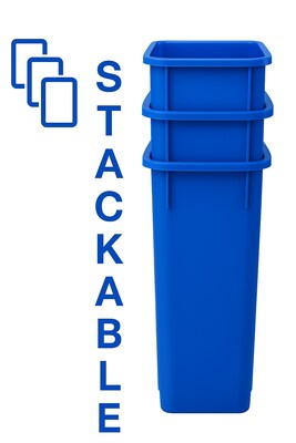 Alpine Industries Polypropylene Recycling Bin and Dolly, 69 Gallon, Blue, 3/Pack (ALP477-BLU-3PKD)