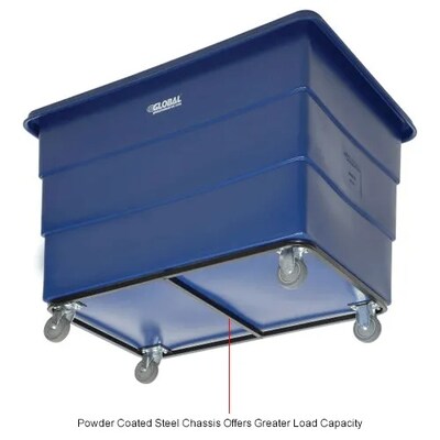 Global Industrial Plastic Bulk Box Truck, 20 Bushel, Steel Chassis Base, Blue (800316)