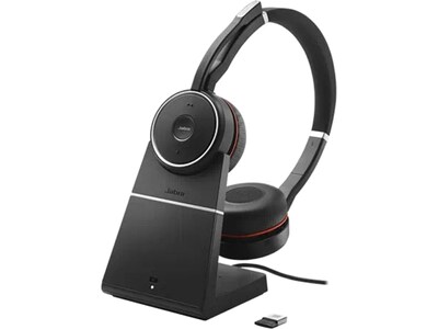 jabra Evolve 75 Bluetooth Headset, USB-C, MS Certified, Black (100-98510001-02)