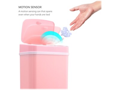 Nine Stars Plastic Sensor Trash Can, 3.2-Gallon, Pink (DZT-12-5PK)
