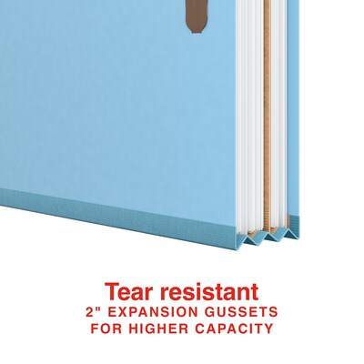 Staples Heavy Duty Pressboard Classification Folder, 1-Divider, 2" Expansion, Letter Size, Light Blue, 10/Pack (ST62740)