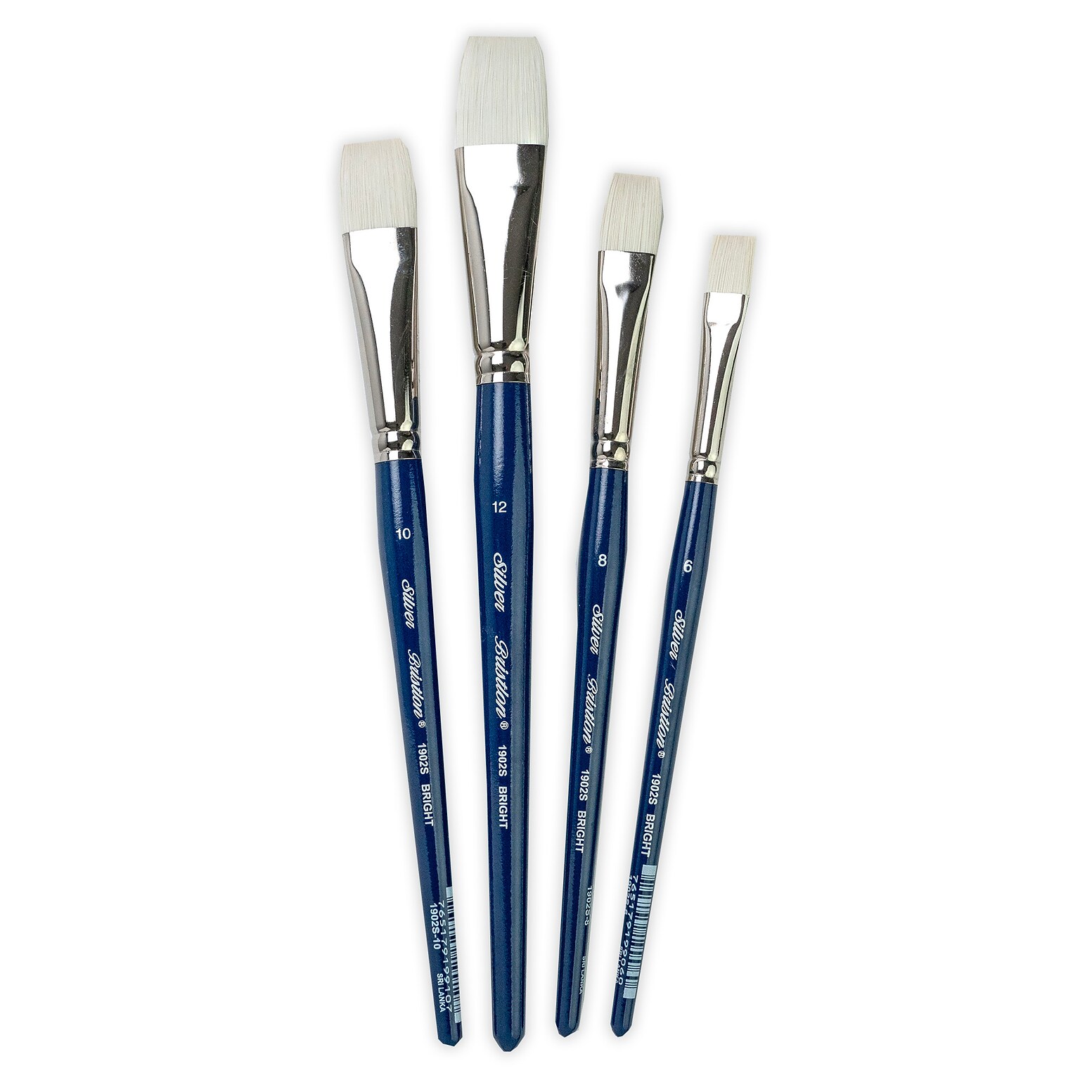 Silver Brush Bristlon Short Handle Brights Brushes, 4/Set (SLVBR1959)