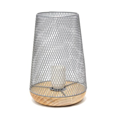 Creekwood Home Industrial Mesh 9" LED Table Lamp, Gray (CWT-1004-GY)
