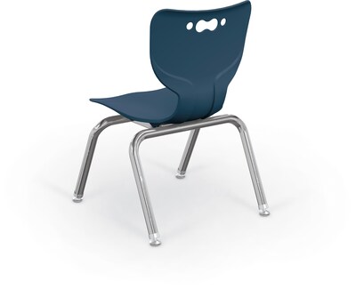 MooreCo 12" Hierarchy Student Chair with 4 Legs, Navy/Chrome Base (703673595339)