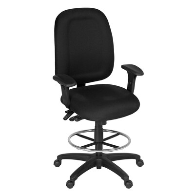 Regency Comfort Series Fabric Drafting Chair with Footrest and Lumbar Support, Black (125-DK-BK)