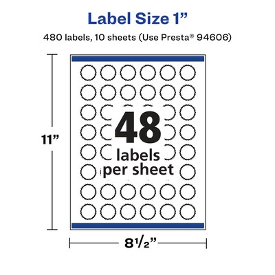 Avery Laser/Inkjet Multipurpose StarburstLabels, 1" Dia, Glossy Clear, 480/Pack (94606)