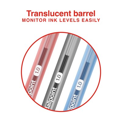 Staples Ballpoint Pen, Medium Point, 1.0mm, Assorted Ink, 60/Pack (ST54994)