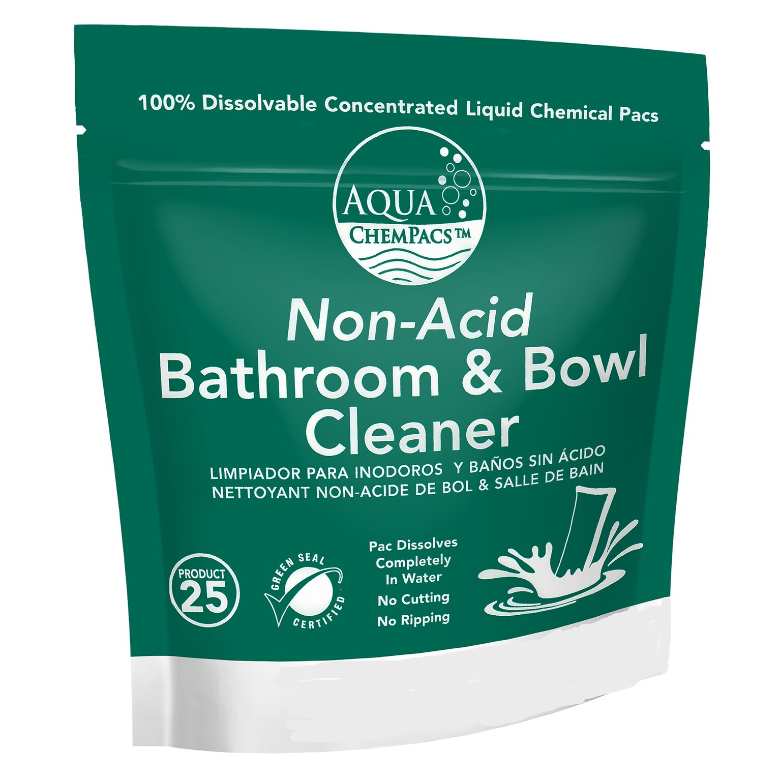 Aqua ChemPac Non-Acid Bathroom & Bowl Cleaner,Fresh Lavender Scent, 20 Pacs/Bag (9320896)