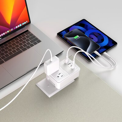 LAX USB PD 20W Travel Adapter 2-Outlet 4-USB Surge Protector, White (INTSG2W)