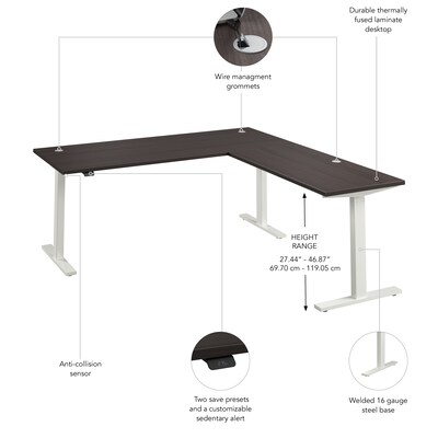 Bush Business Furniture Move 60 Series 72"W L Shaped Adjustable Standing Desk, Storm Gray (M6SL7278SGWK)