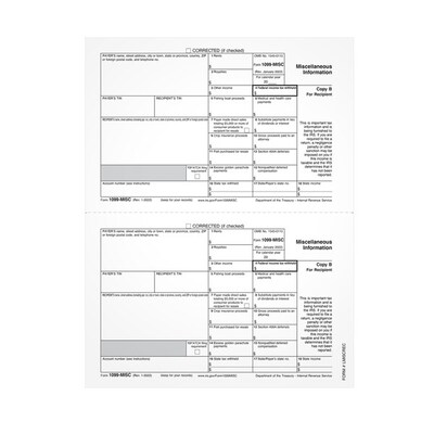 TOPS 2022 1099-MISC Tax Form, 50/Pack (LMISCREC-S)